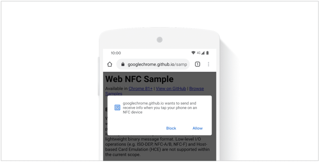 Autorizzazione NFC in Chrome